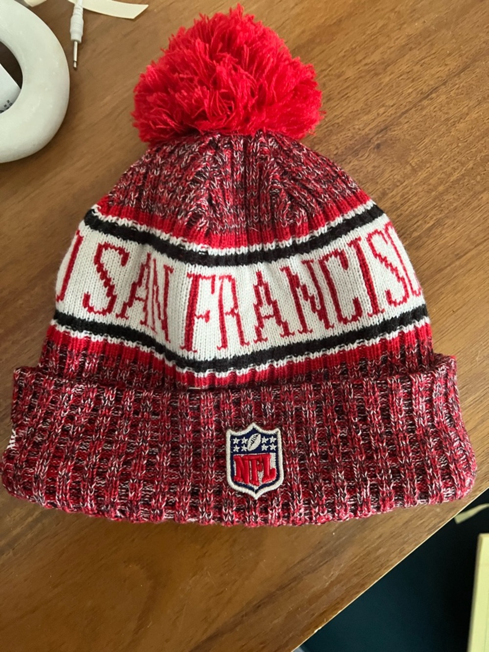 NFL San Francisco Knit Pom Beanie - Red, White & Black